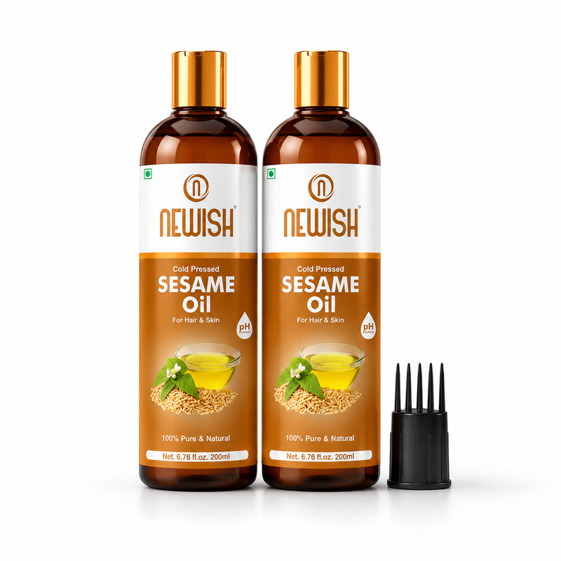 Newish Cold Pressed Sesame Oil for Hair & Body Care – Pack of 2