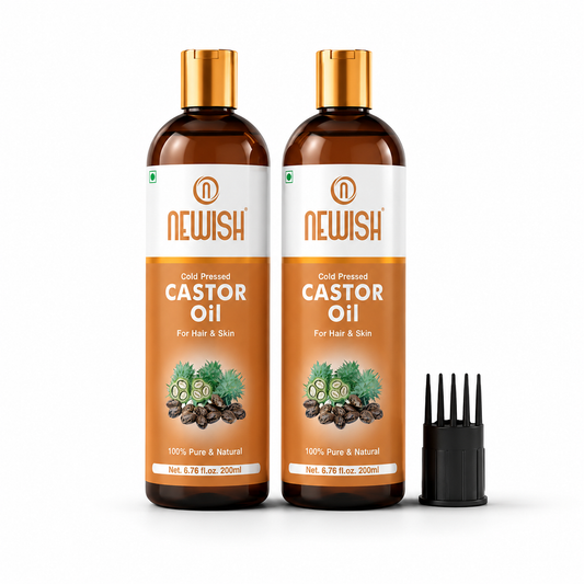 Newish Cold Pressed Castor Oil for Hair, Skin & Scalp – Pack of 2