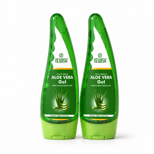 Newish Pure Organic Aloe Vera Gel 130ml – Natural Hydration for Face, Skin & Hair | Soothing, Nourishing & Hair Growth Support | Men & Women | Pack of 2