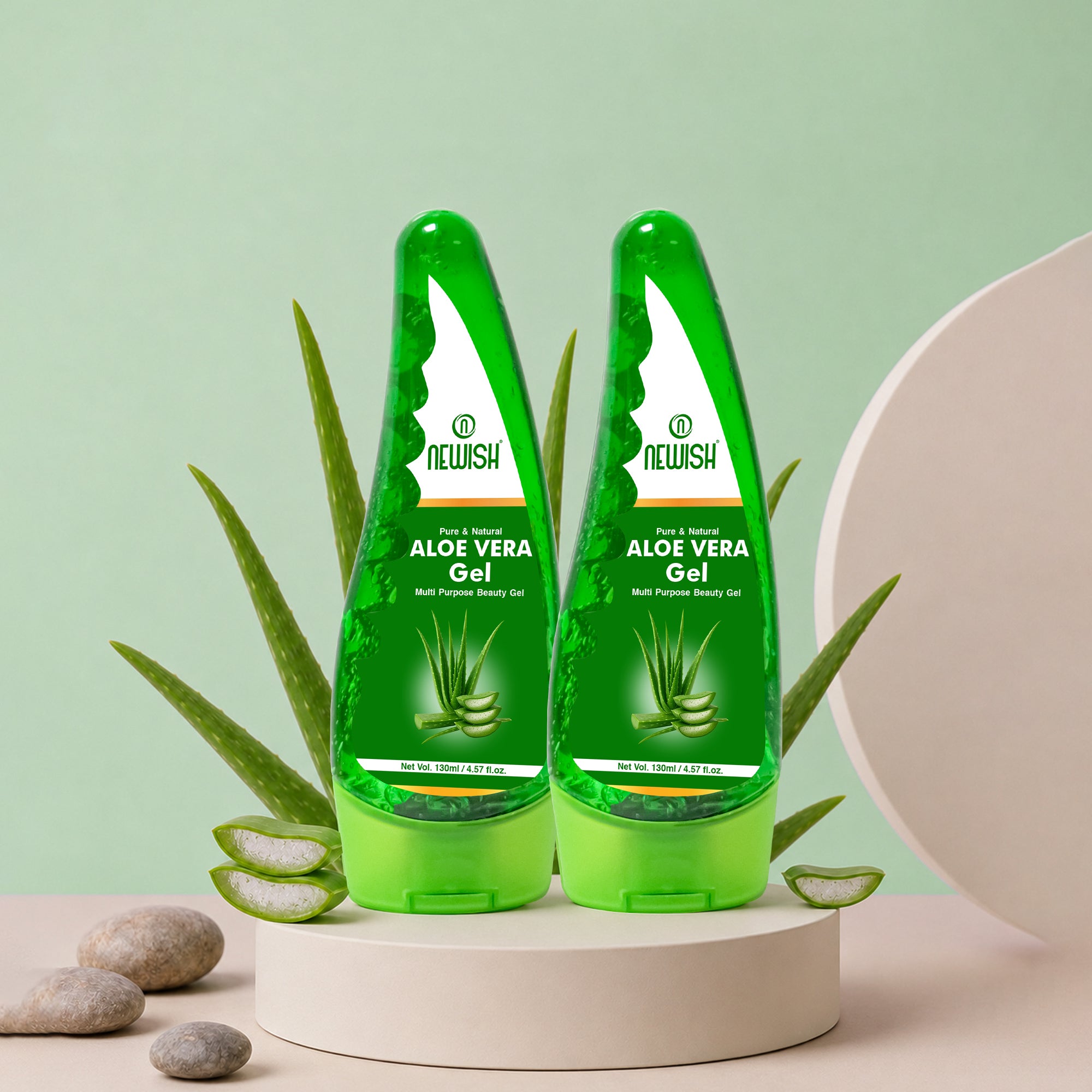Newish Pure Organic Aloe Vera Gel 130ml – Natural Hydration for Face, Skin & Hair | Soothing, Nourishing & Hair Growth Support | Men & Women | Pack of 2