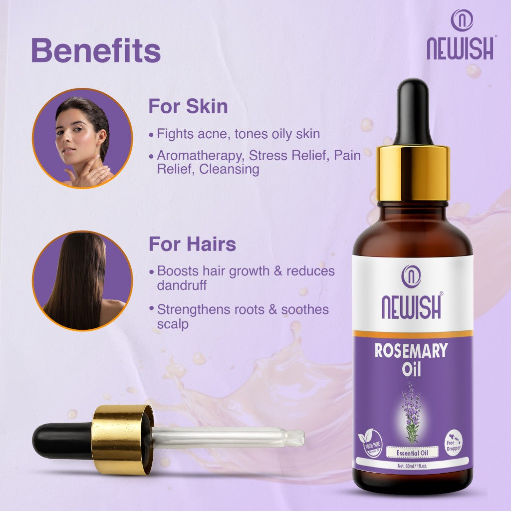 Newish Rosemary Essential Oil 30ml — Benefits for skin and hair