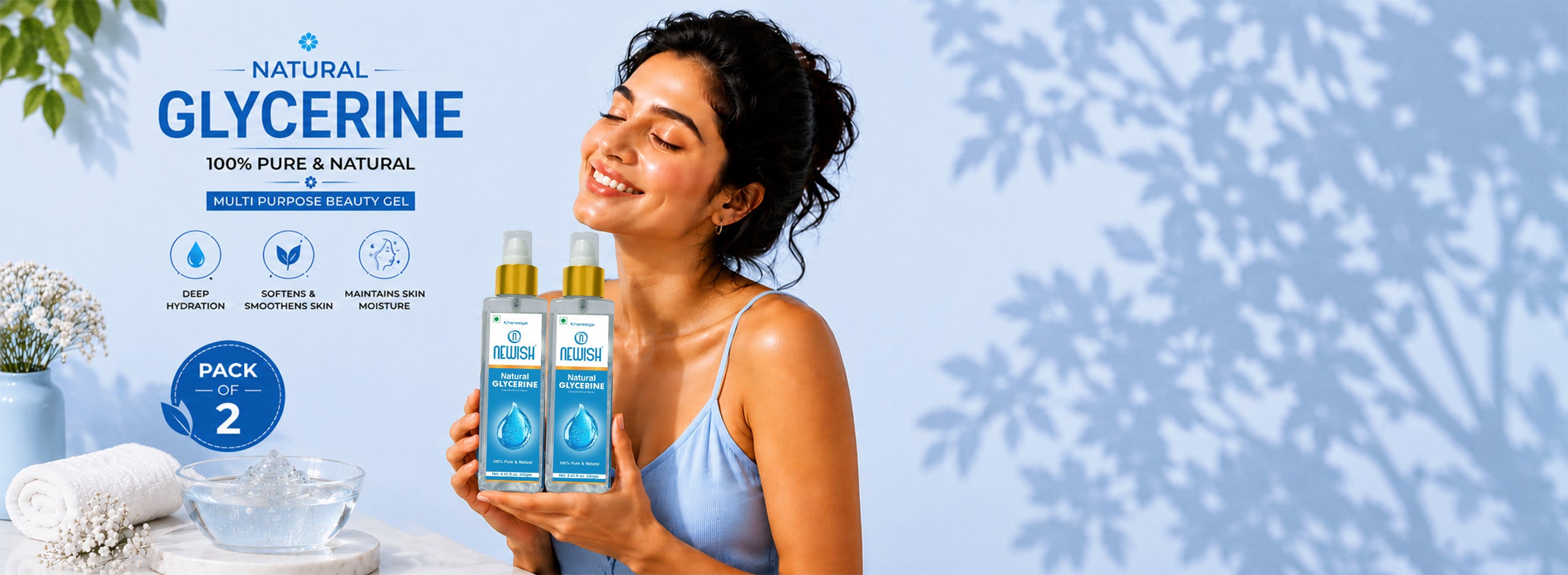 Newish Pure Vegetable Glycerine for Soft, Hydrated Skin – Pack of 2