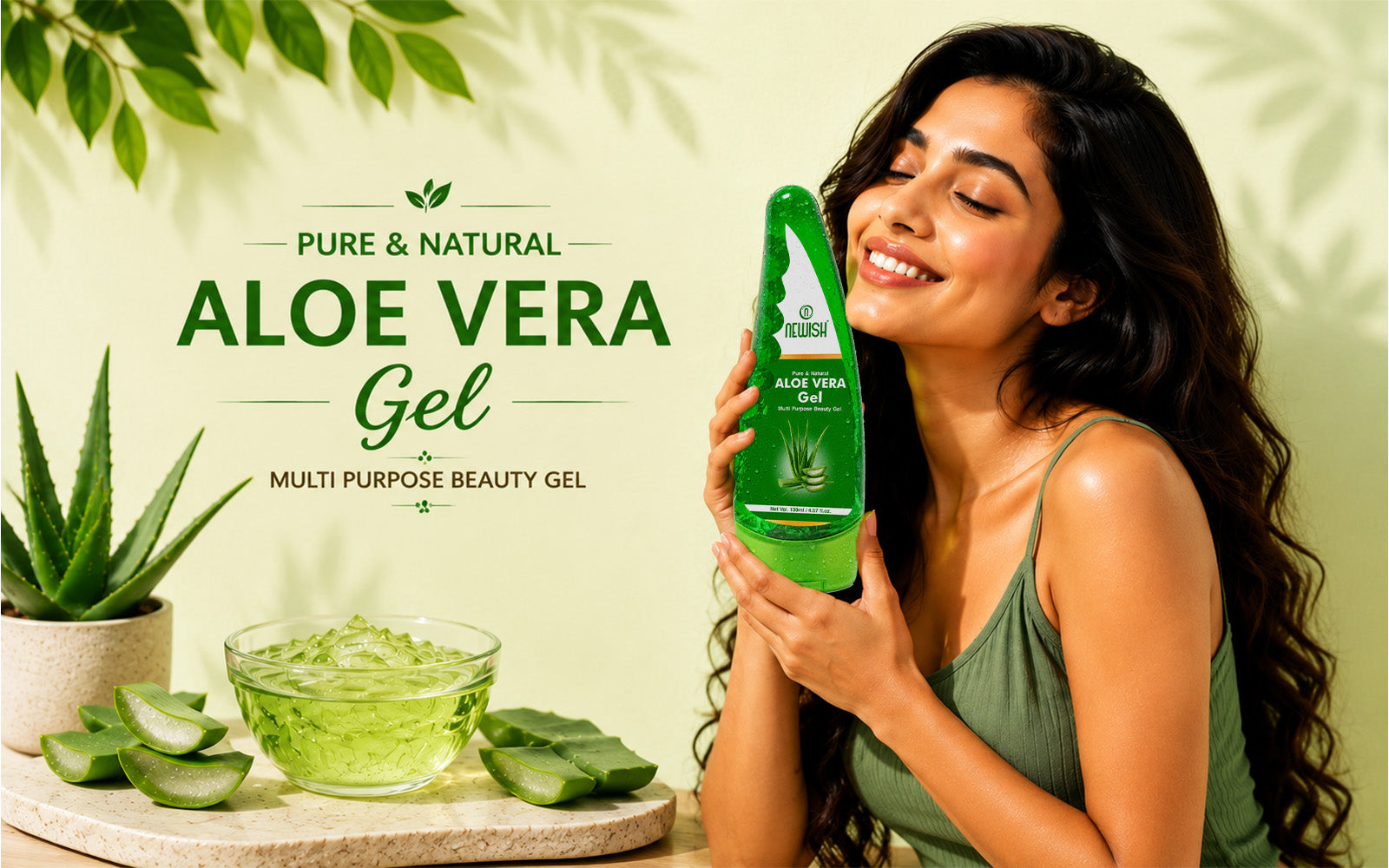 Newish Pure Aloe Vera Gel for Face, Hair & Skin