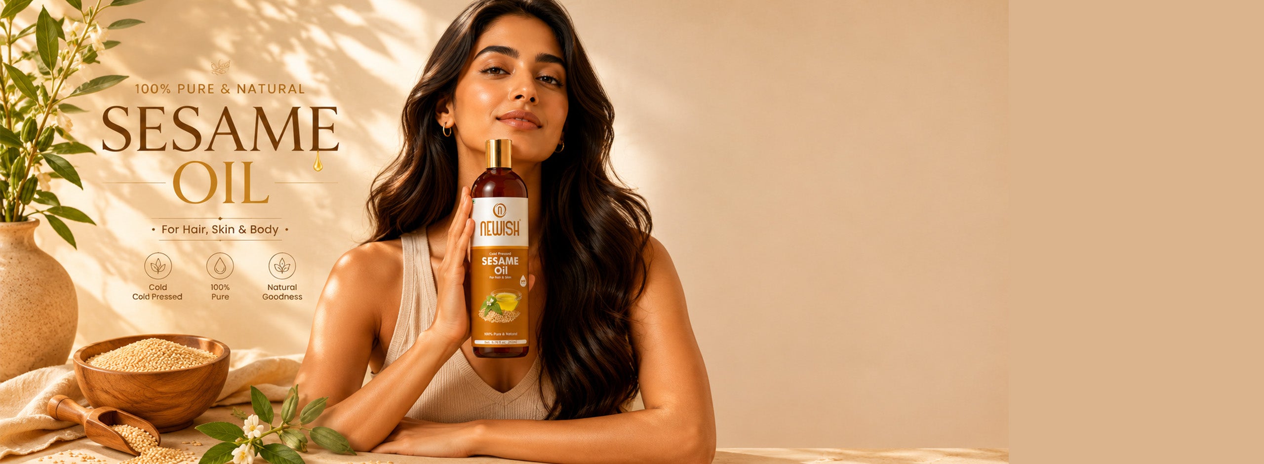 Newish Cold Pressed Sesame Oil for Hair & Body Care – Pack of 2